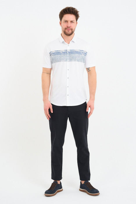 Bosmenti Shirt Collar Short Sleeve Printed - MINK