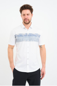 Bosmenti Shirt Collar Short Sleeve Printed - MINK