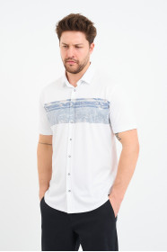 Bosmenti Shirt Collar Short Sleeve Printed - MINK