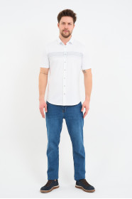 Bosmenti Shirt Collar Short Sleeve Striped - MINT