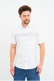 Bosmenti Shirt Collar Short Sleeve Striped - MINT