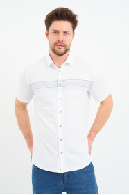 Bosmenti Shirt Collar Short Sleeve Striped - MINT