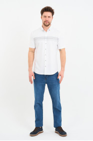 Bosmenti Shirt Collar Short Sleeve Striped - MINK