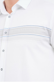 Bosmenti Shirt Collar Short Sleeve Striped - MINK