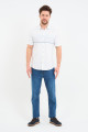 Bosmenti Shirt Collar Short Sleeve Striped - GREY