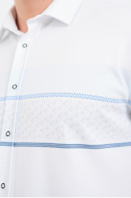 Bosmenti Shirt Collar Short Sleeve Striped - GREY