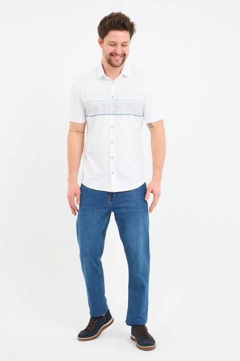 Bosmenti Shirt Collar Short Sleeve Striped - MINK