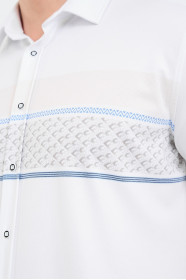 Bosmenti Shirt Collar Short Sleeve Striped - MINK