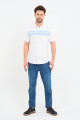 Bosmenti Shirt Collar Short Sleeve Striped - BLUE