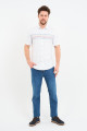 Bosmenti Shirt Collar Short Sleeve Striped - BLUE