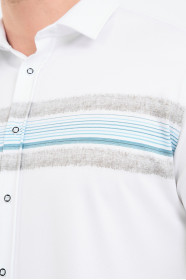 Bosmenti Shirt Collar Short Sleeve Striped - GREEN