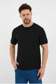 Bosmenti Crew Neck Short Sleeve T-Shirt - BLACK