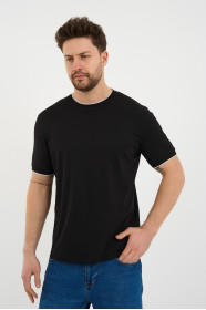 Bosmenti Crew Neck Short Sleeve T-Shirt - BLACK