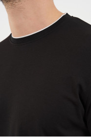 Bosmenti Crew Neck Short Sleeve T-Shirt - BLACK