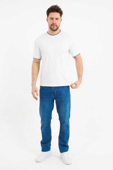 Bosmenti Crew Neck Short Sleeve T-Shirt - WHITE