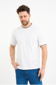 Bosmenti Crew Neck Short Sleeve T-Shirt - WHITE