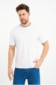 Bosmenti Crew Neck Short Sleeve T-Shirt - WHITE