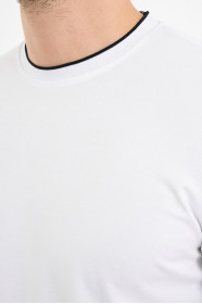 Bosmenti Crew Neck Short Sleeve T-Shirt - WHITE