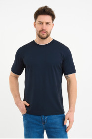 Bosmenti Crew Neck Short Sleeve T-Shirt - NAVY