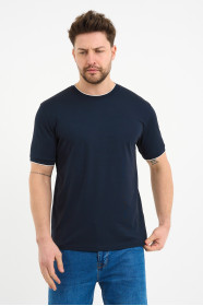 Bosmenti Crew Neck Short Sleeve T-Shirt - NAVY
