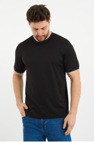 Bosmenti Crew Neck Short Sleeve T-Shirt - BROWN