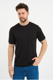 Bosmenti Crew Neck Short Sleeve T-Shirt - BROWN