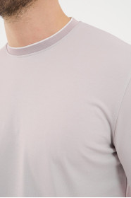 Bosmenti Crew Neck Short Sleeve T-Shirt - LILAC