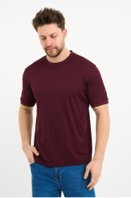 Bosmenti Crew Neck Short Sleeve T-Shirt - BURGUNDY