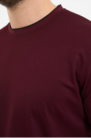 Bosmenti Crew Neck Short Sleeve T-Shirt - BURGUNDY