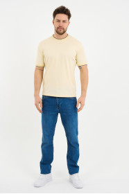 Bosmenti Crew Neck Short Sleeve T-Shirt - YELLOW
