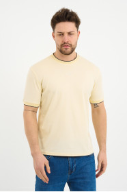 Bosmenti Crew Neck Short Sleeve T-Shirt - YELLOW