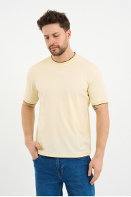 Bosmenti Crew Neck Short Sleeve T-Shirt - YELLOW