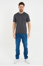 Bosmenti Crew Neck Short Sleeve T-Shirt - SMOKE