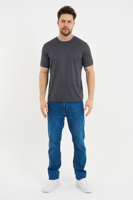 Bosmenti Crew Neck Short Sleeve T-Shirt - SMOKE