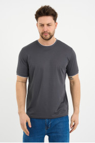 Bosmenti Crew Neck Short Sleeve T-Shirt - SMOKE