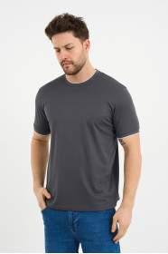Bosmenti Crew Neck Short Sleeve T-Shirt - SMOKE