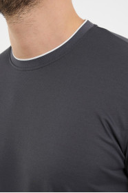 Bosmenti Crew Neck Short Sleeve T-Shirt - SMOKE