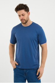 Bosmenti Crew Neck Short Sleeve T-Shirt - INDIGO