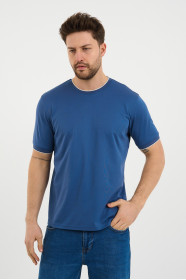 Bosmenti Crew Neck Short Sleeve T-Shirt - INDIGO