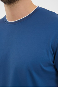 Bosmenti Crew Neck Short Sleeve T-Shirt - INDIGO