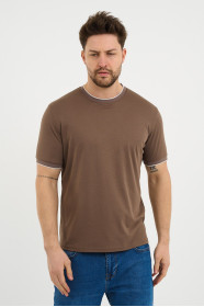 Bosmenti Crew Neck Short Sleeve T-Shirt - MINK