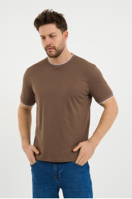 Bosmenti Crew Neck Short Sleeve T-Shirt - MINK