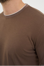 Bosmenti Crew Neck Short Sleeve T-Shirt - MINK