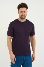 Bosmenti Crew Neck Short Sleeve T-Shirt - DARK PURPLE