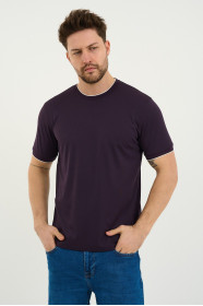 Bosmenti Crew Neck Short Sleeve T-Shirt - DARK PURPLE