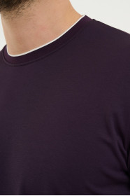 Bosmenti Crew Neck Short Sleeve T-Shirt - DARK PURPLE