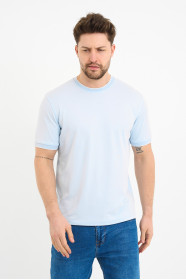 Bosmenti Crew Neck Short Sleeve T-Shirt - LIGHT BLUE