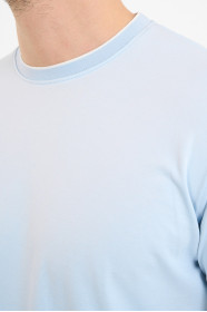 Bosmenti Crew Neck Short Sleeve T-Shirt - LIGHT BLUE