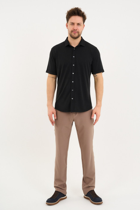 Bosmenti Shirt Collar Short Sleeve - BLACK