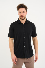 Bosmenti Shirt Collar Short Sleeve - BLACK
